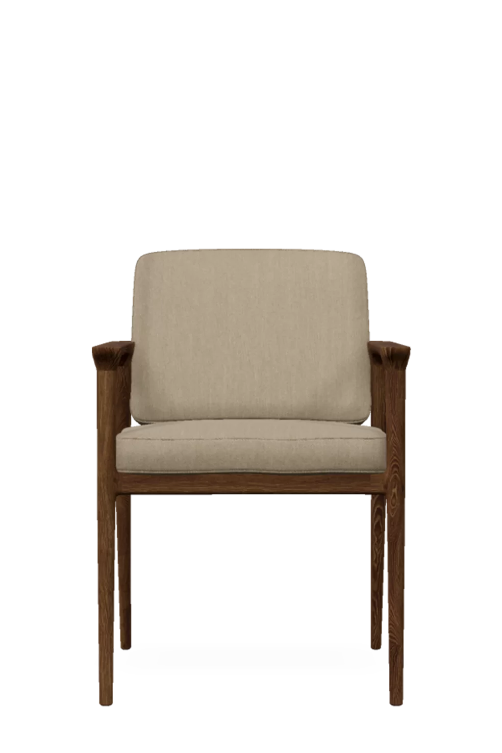 Zio Dining Chair Oray Gravel seat with Cinnamon wood legs front view